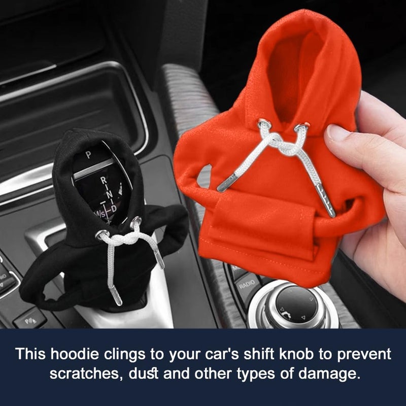 Lecctso Car Shift Knob Hoodie, Fashionable Sweater Hoodie Auto Gear Shift Knob Protector, Universal Car Interior Accessories Funny Car Shift Knob Cover for Car Truck SUV (Orange - Image 5